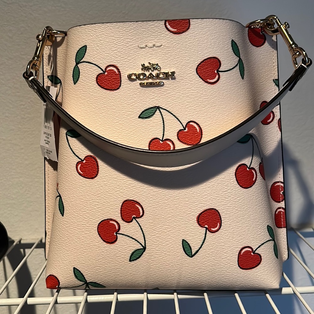Coach Mollie Bucket with heart cherry print